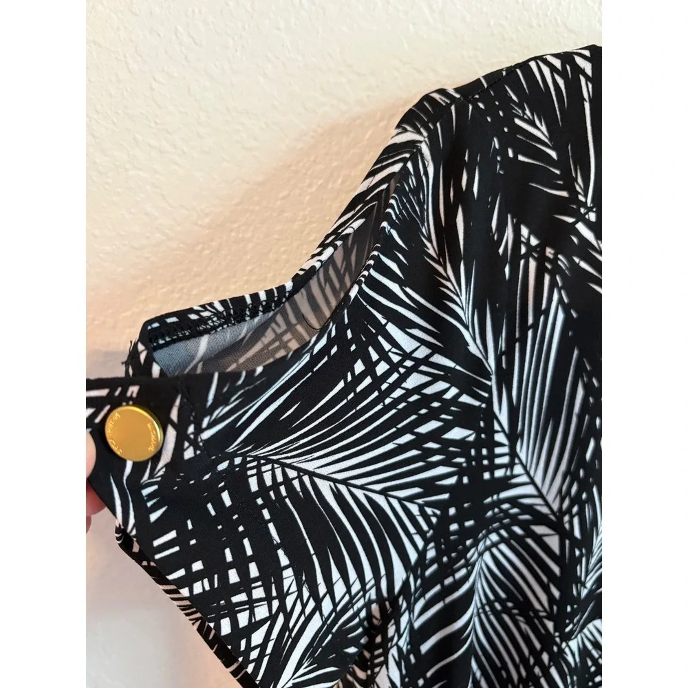 Michael‎ Kors Womens Small -Black/White Palm Leaf Print Dress
